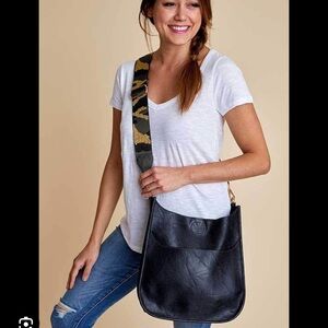 Ahdorned Social Threads Black Vegan Leather Purse Bag + Straps